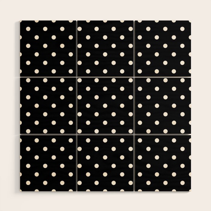 Licorice Black with White Polka Dots Wood Wall Art Gallery Image 1