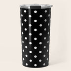 Licorice Black with White Polka Dots Travel Mug Gallery Image 1