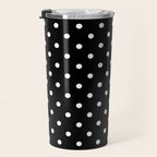 Licorice Black with White Polka Dots Travel Mug Gallery Image 3