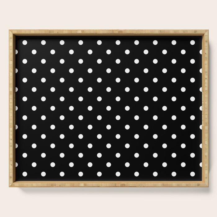 Licorice Black with White Polka Dots Serving Tray Gallery Image 1
