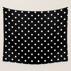 Licorice Black with White Polka Dots Wall Tapestry Gallery Image 4