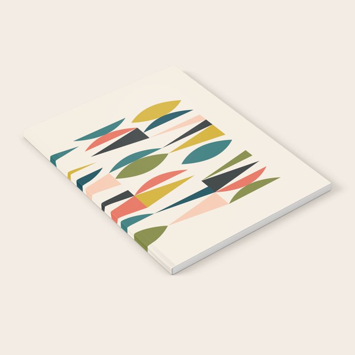 Mid Century Modern Abstract Colorful Shapes Funky Cool Minimalist Pattern Notebook Gallery Image 2