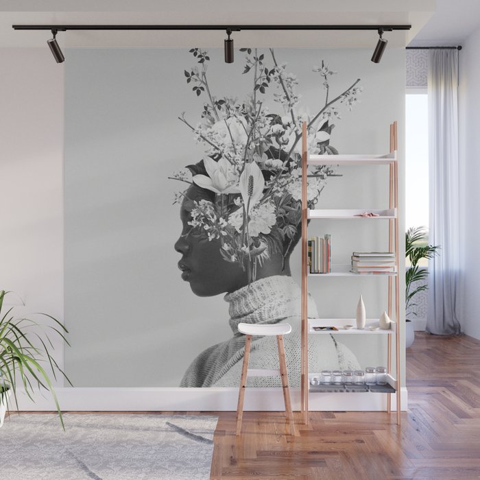 Bloom in White Wall Mural Gallery Image 1