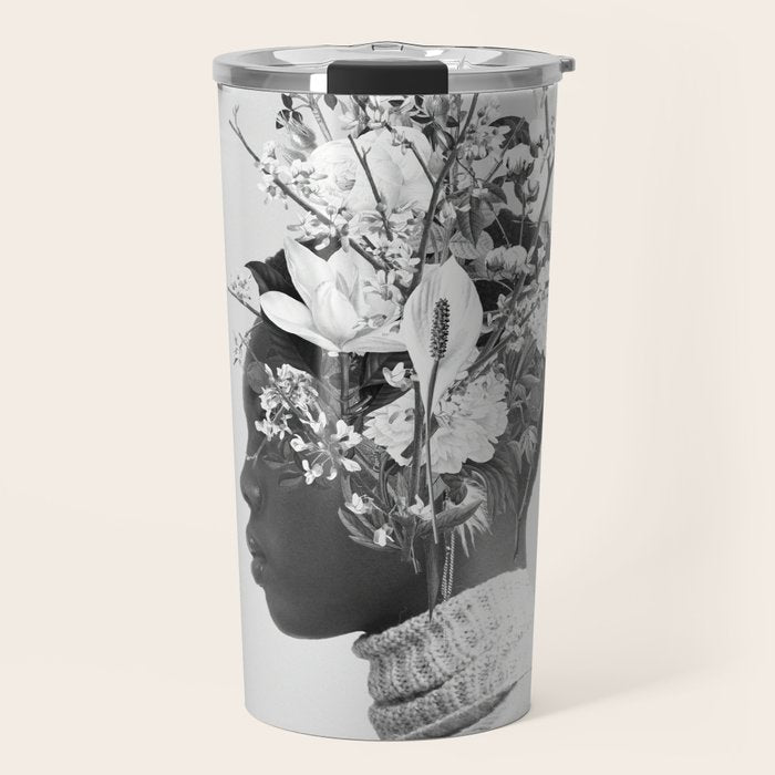 Bloom in White Travel Mug Gallery Image 1