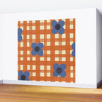 Red floral check pattern Wall Mural Gallery Image 2