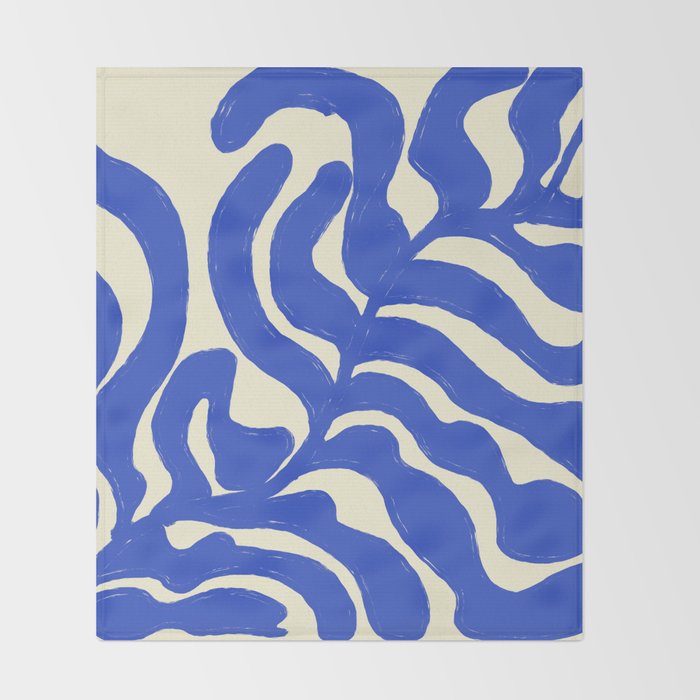 matisse blue leaves Throw Blanket Gallery Image 2