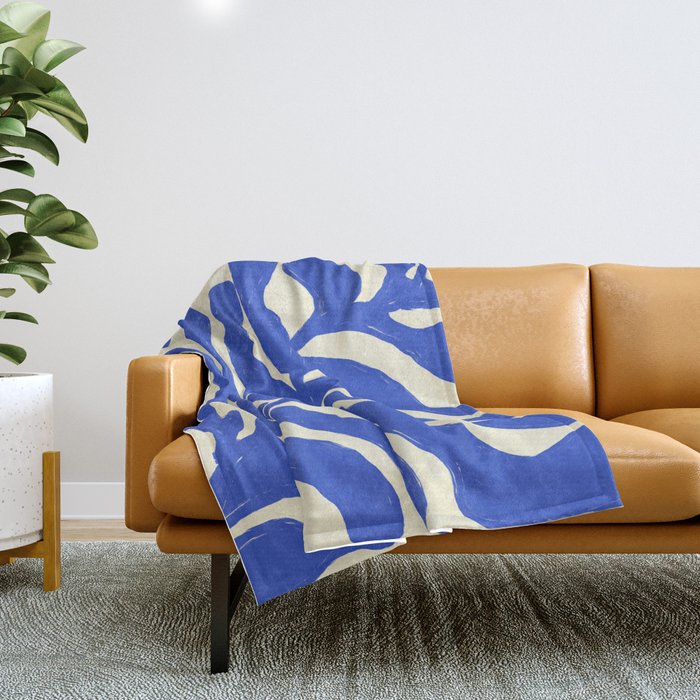 matisse blue leaves Throw Blanket Gallery Image 1