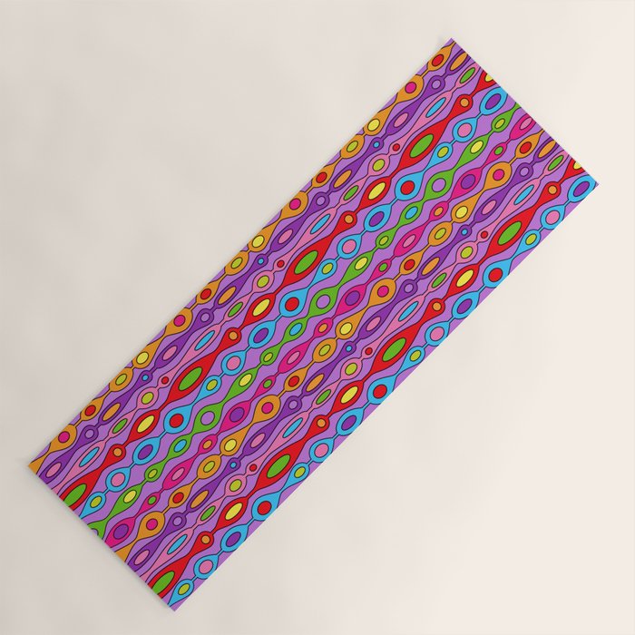 Mid Century Colorful Geometric Oval Pattern Yoga Mat Gallery Image 1