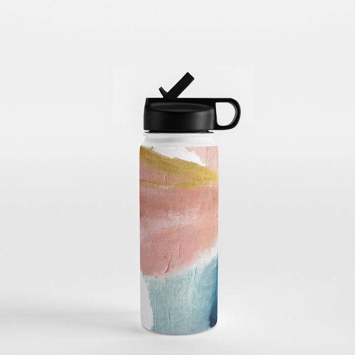 Exhale: a pretty, minimal, acrylic piece in pinks, blues, and gold Water Bottle Gallery Image 1