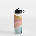 Exhale: a pretty, minimal, acrylic piece in pinks, blues, and gold Water Bottle Gallery Image 1