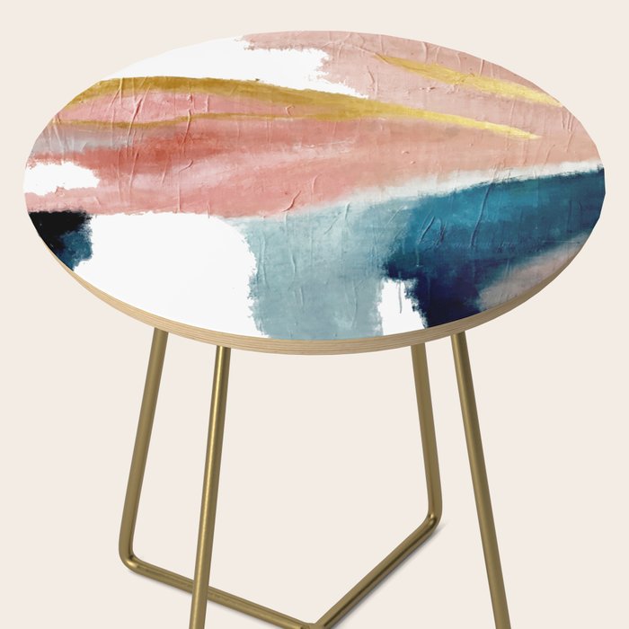 Exhale: a pretty, minimal, acrylic piece in pinks, blues, and gold Side Table Gallery Image 2