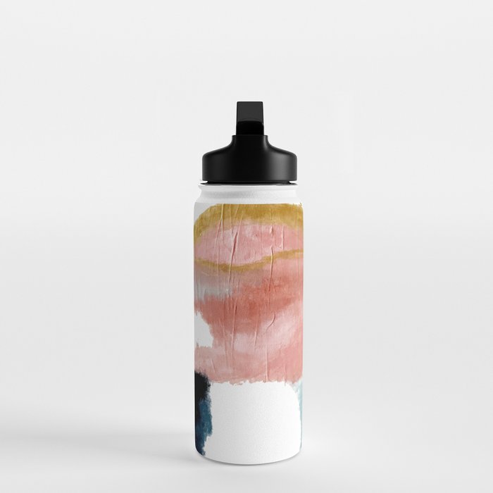 Exhale: a pretty, minimal, acrylic piece in pinks, blues, and gold Water Bottle Gallery Image 3