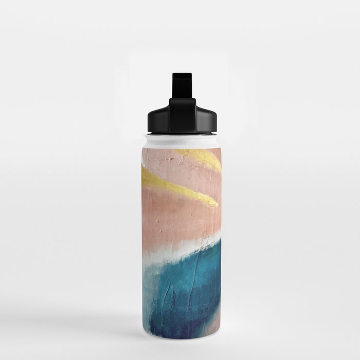 Exhale: a pretty, minimal, acrylic piece in pinks, blues, and gold Water Bottle Gallery Image 2