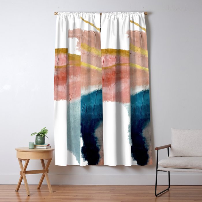 Exhale: a pretty, minimal, acrylic piece in pinks, blues, and gold Window Curtain Gallery Image 5