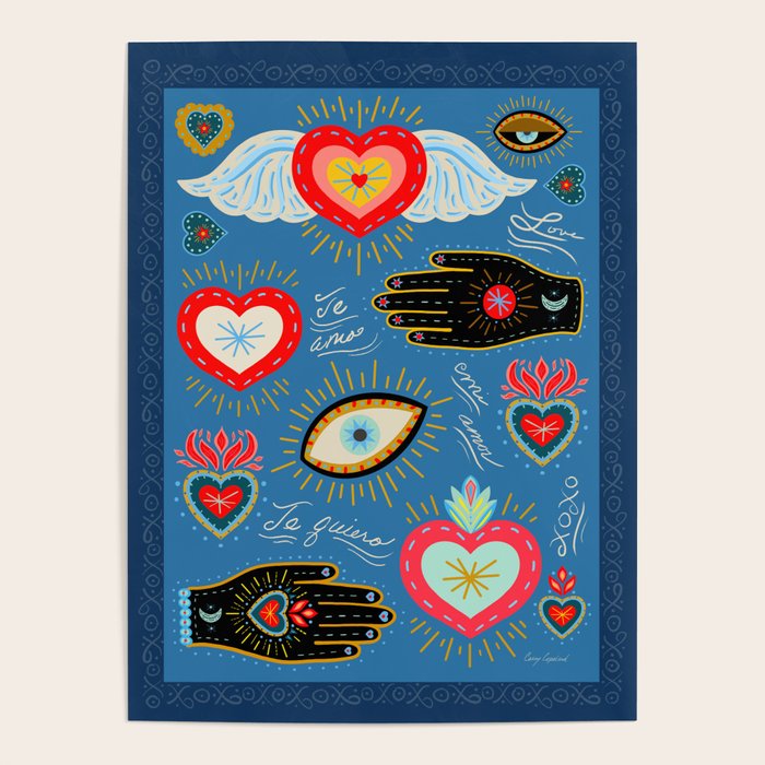 Milagro love hearts - blue Poster Gallery Image 4