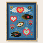 Milagro love hearts - blue Serving Tray Gallery Image 1