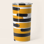 Mid Century Abstract Black & Yellow Fun Pattern Mustard Striped Primitive Stripes Travel Mug Gallery Image 1
