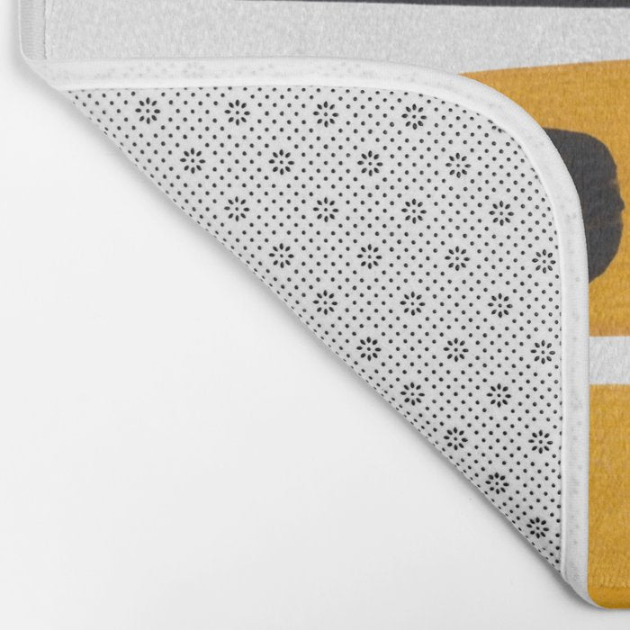 Mid Century Abstract Black & Yellow Fun Pattern Mustard Striped Primitive Stripes Bath Mat Gallery Image 2