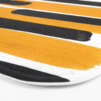 Mid Century Abstract Black & Yellow Fun Pattern Mustard Striped Primitive Stripes Bath Mat Gallery Image 3