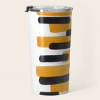 Mid Century Abstract Black & Yellow Fun Pattern Mustard Striped Primitive Stripes Travel Mug Gallery Image 3