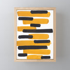 Mid Century Abstract Black & Yellow Fun Pattern Mustard Striped Primitive Stripes Mini Art Print Gallery Image 1