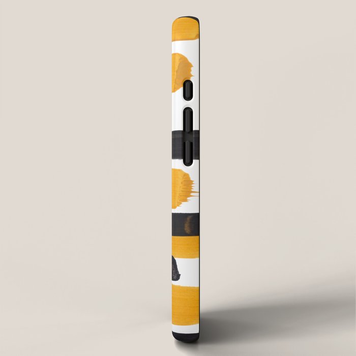 Mid Century Abstract Black & Yellow Fun Pattern Mustard Striped Primitive Stripes iPhone Case Gallery Image 2
