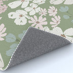 Soft meadow blooms - dusty mint, cream and pink floral pattern Rug Gallery Image 4