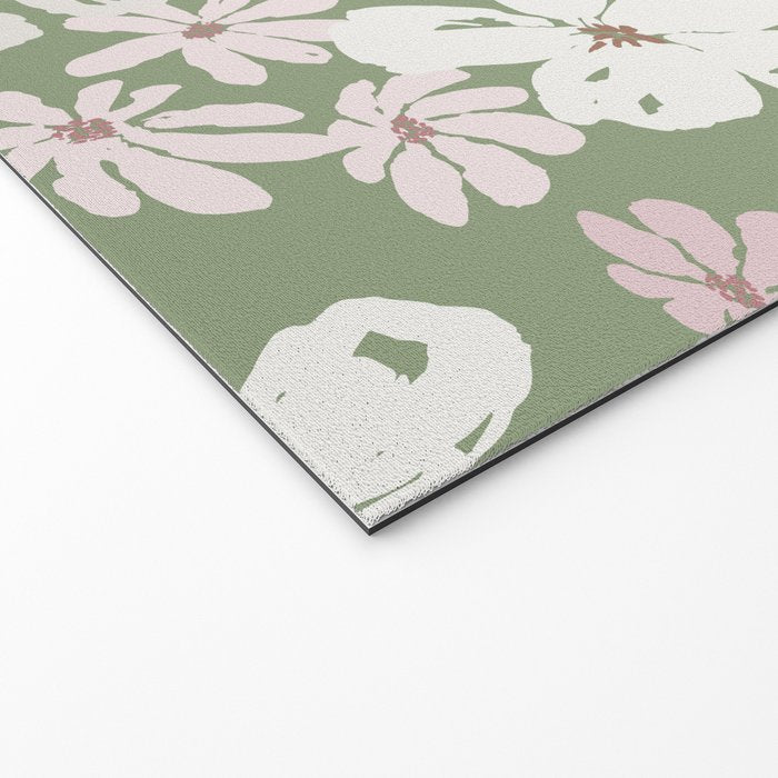 Soft meadow blooms - dusty mint, cream and pink floral pattern Welcome Mat Gallery Image 2