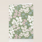 Soft meadow blooms - dusty mint, cream and pink floral pattern Stationery Card Gallery Image 2