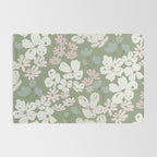Soft meadow blooms - dusty mint, cream and pink floral pattern Rug Gallery Image 2