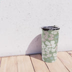 Soft meadow blooms - dusty mint, cream and pink floral pattern Travel Mug Gallery Image 4