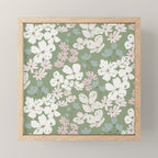 Soft meadow blooms - dusty mint, cream and pink floral pattern Mini Art Print Gallery Image 1