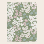 Soft meadow blooms - dusty mint, cream and pink floral pattern Poster Gallery Image 4