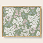 Soft meadow blooms - dusty mint, cream and pink floral pattern Serving Tray Gallery Image 1