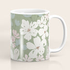 Soft meadow blooms - dusty mint, cream and pink floral pattern Coffee Mug Gallery Image 1