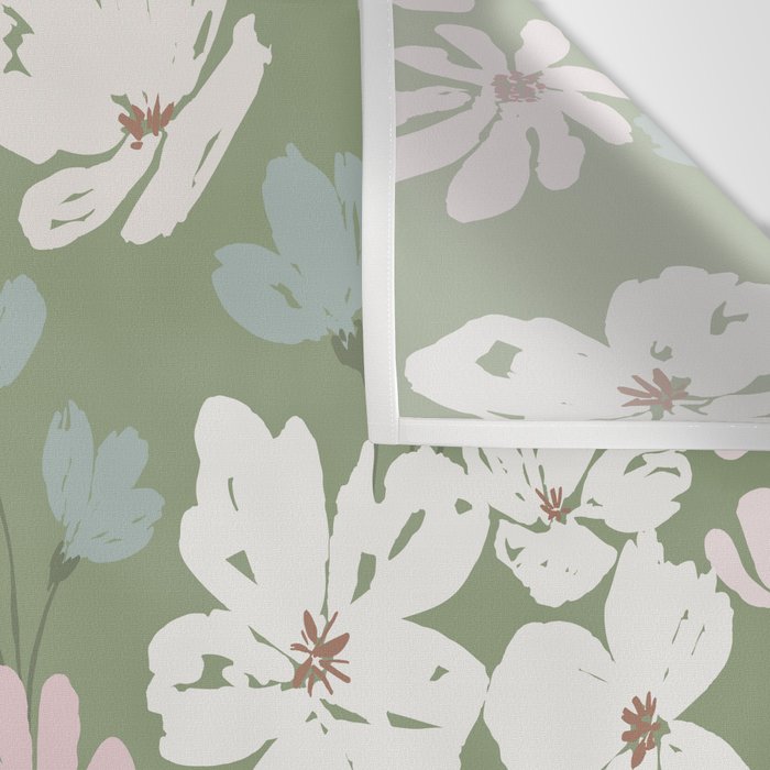 Soft meadow blooms - dusty mint, cream and pink floral pattern Wall Tapestry Gallery Image 3