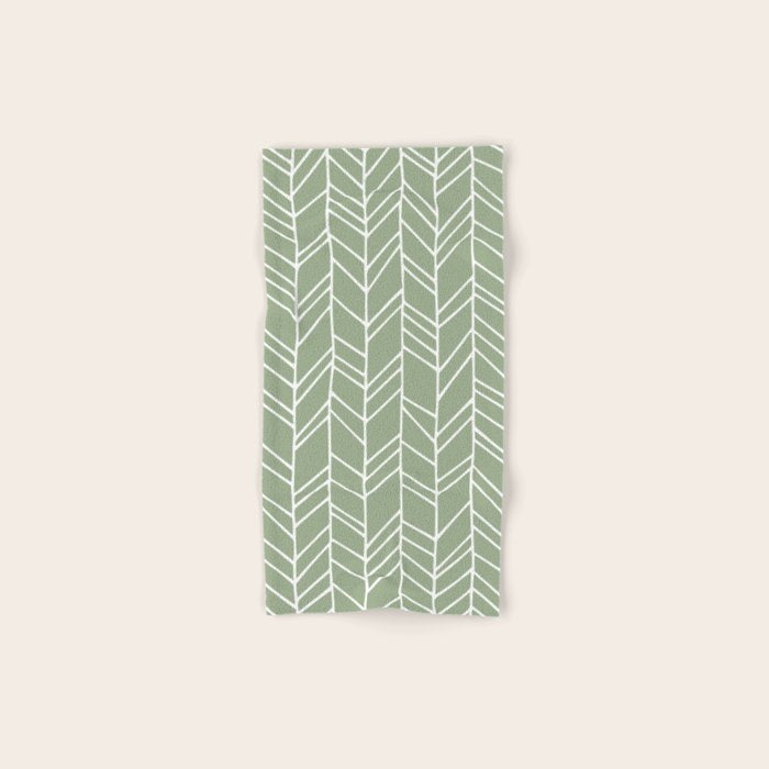 Rustic Herringbone in Sage Green Bath Towel Gallery Image 1
