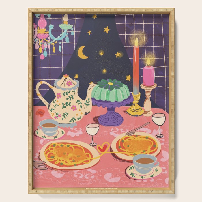 Spaghetti dinner date  Serving Tray Gallery Image 1