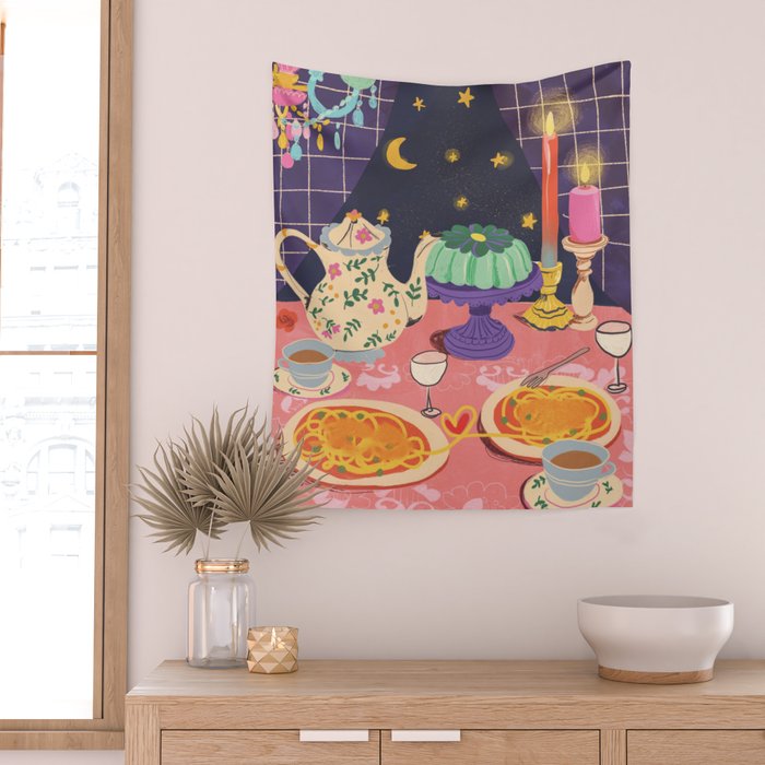 Spaghetti dinner date  Wall Tapestry Gallery Image 2