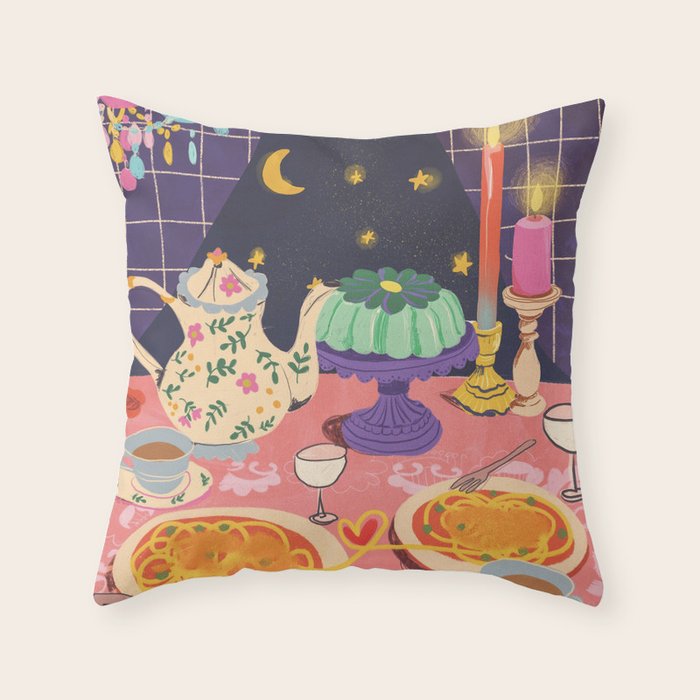 Spaghetti dinner date  Throw Pillow Gallery Image 6