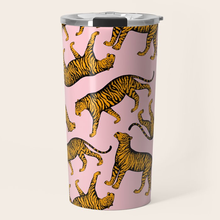 Tigers (Pink and Marigold) Travel Mug Gallery Image 1