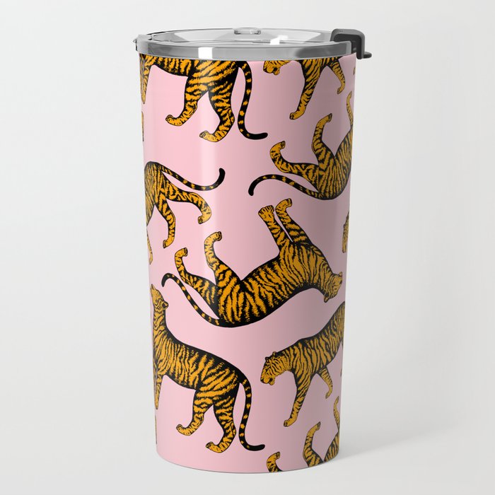Tigers (Pink and Marigold) Travel Mug Gallery Image 2