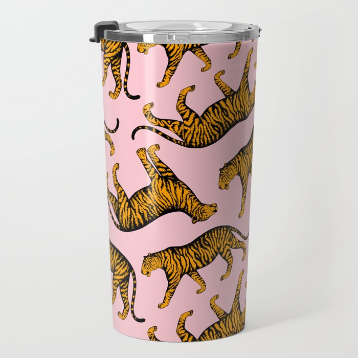 Tigers (Pink and Marigold) Travel Mug Gallery Image 3