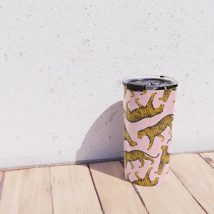 Tigers (Pink and Marigold) Travel Mug Gallery Image 4