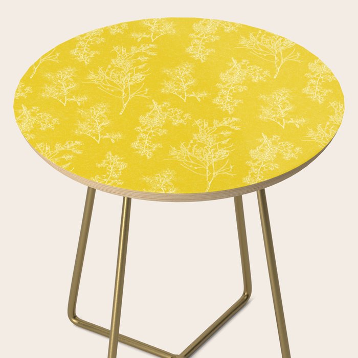 Vintage Style Botanical Cottage Textured Pattern in Yellow Side Table Gallery Image 2
