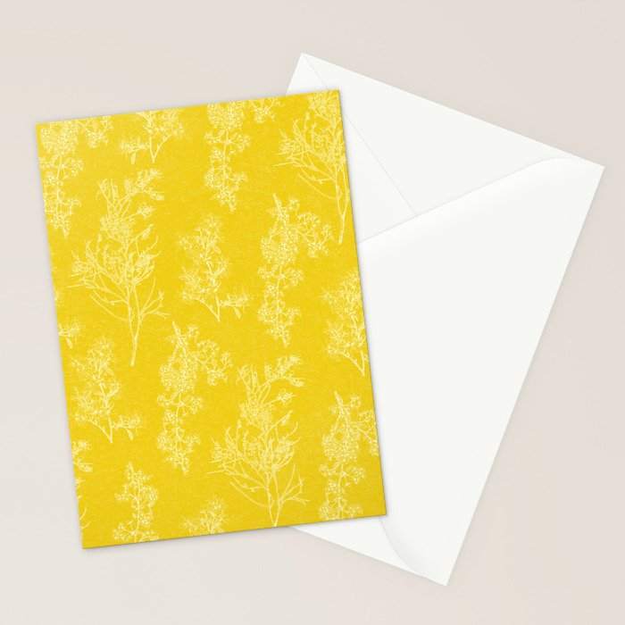 Vintage Style Botanical Cottage Textured Pattern in Yellow Stationery Card Gallery Image 2