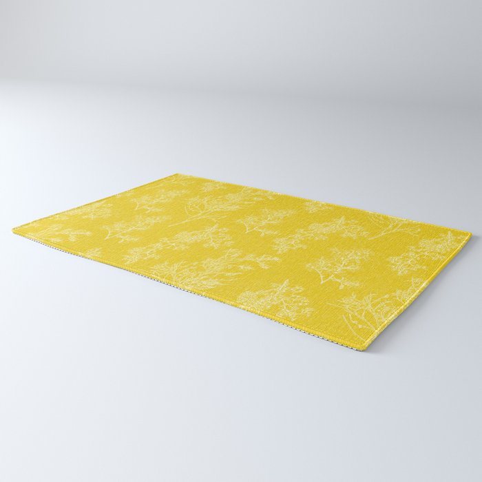 Vintage Style Botanical Cottage Textured Pattern in Yellow Rug Gallery Image 3