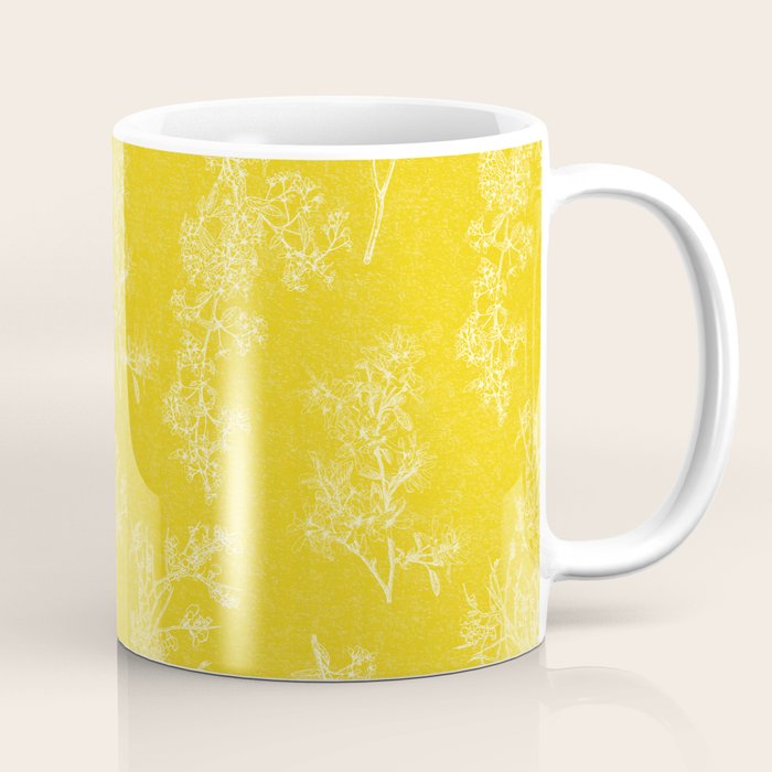 Vintage Style Botanical Cottage Textured Pattern in Yellow Coffee Mug Gallery Image 1