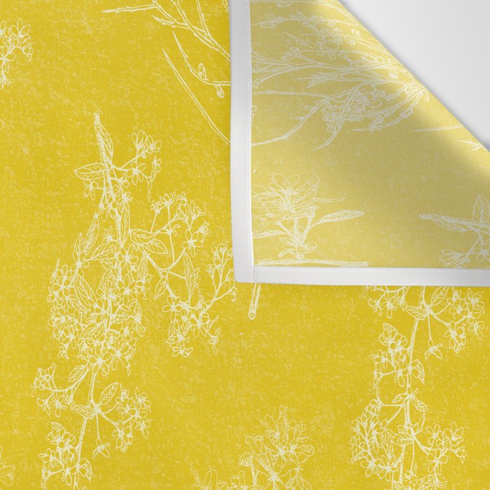 Vintage Style Botanical Cottage Textured Pattern in Yellow Wall Tapestry Gallery Image 3