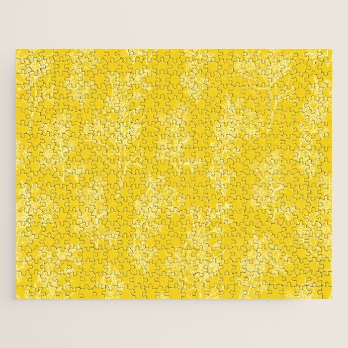 Vintage Style Botanical Cottage Textured Pattern in Yellow Jigsaw Puzzle Gallery Image 1
